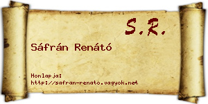 Sáfrán Renátó névjegykártya